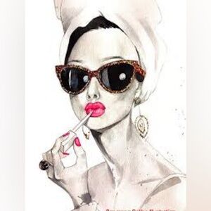 Antique Aubrey Hepburn Lipstick Kiss Canvas Art with AUTHENTICITY TAG on the bac